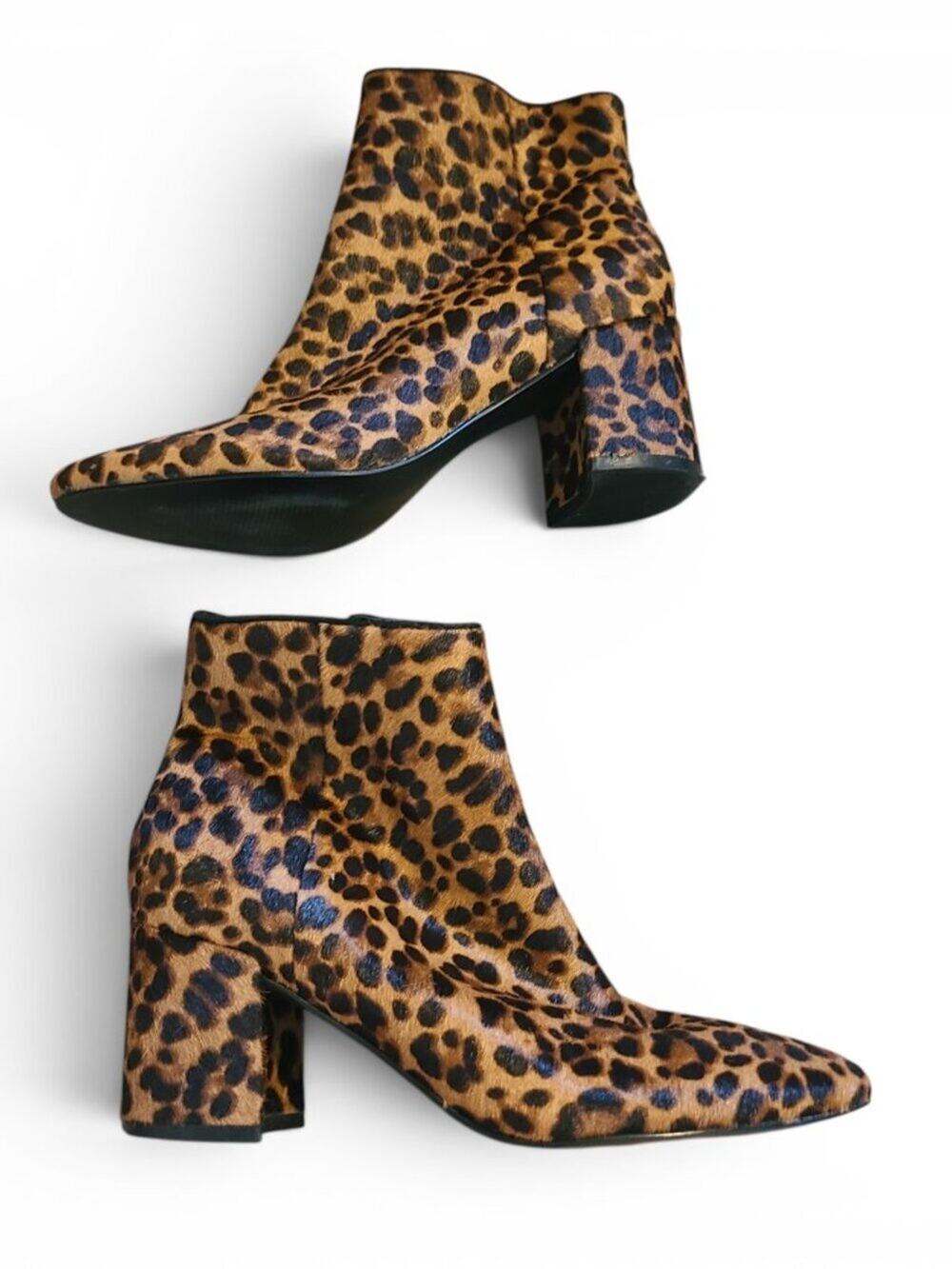 Marc Fisher Leopard Pattern Calf Hair Ankle Booties Women's Size 7
